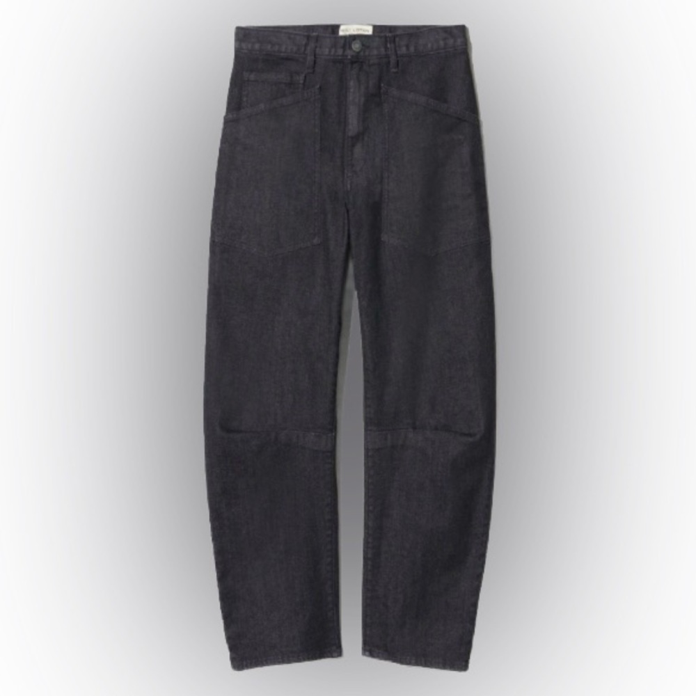 Nili Lotan Shon Denim Barrel Leg Tapered Crop Jean Pant- Size 28 Indigo Rinse - Picture 2 of 13